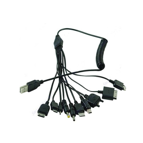 Nuevo Multi-función de cargador de Cable de 10 en 1 Universal Micro Cables Mini USB Multi Jack Cable de cargador de línea de primavera mechones ► Foto 1/4