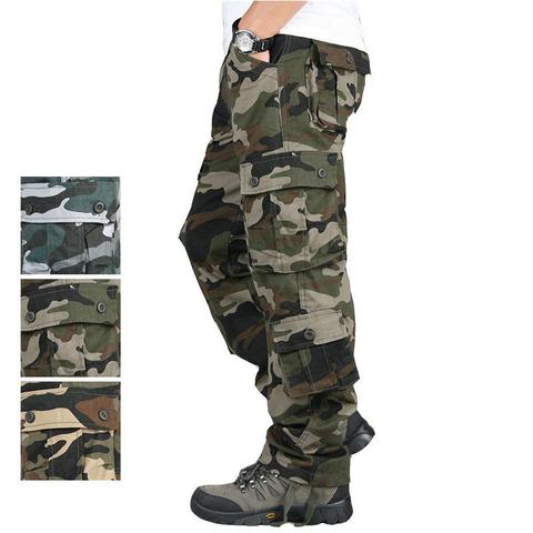 Monos militares de camuflaje para hombre, pantalones informales para exteriores, Pantalones rectos de trabajo para montañismo, talla grande ► Foto 1/6