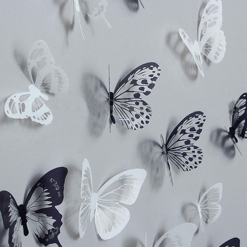 Nuevo 18 unids/lote cristal mariposas 3d hermosa pegatina para pared de habitación para los niños Pared de habitación pared decoración del hogar ► Foto 1/6