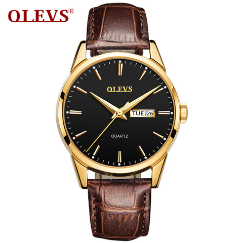 OLEVS-reloj de cuarzo de cuero para hombre, cronógrafo luminoso con fecha automática, de marca superior de lujo, a la moda, masculino ► Foto 1/6