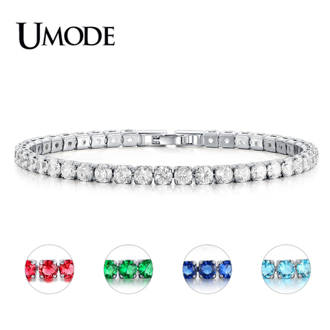 UMODE-Pulseras de tenis de circonia cúbica para hombre y mujer, brazalete de cadena, pulsera de regalo, colorido, AUB0097X ► Foto 1/6