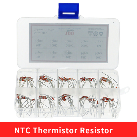 Kit de resistencia de Termistor NTC NTC-MF58 2K 5K 10K 15K 20K 50K 100K 100K 200K 1M sensor de temperatura +/-500 3950B, 10 Uds. Por 5% Uds. ► Foto 1/5