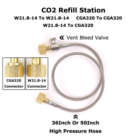 Estación de recarga de CO2, adaptador de carga con manguera de 36 pulgadas/50 pulgadas W21.8-14 conector CGA320, novedad ► Foto 1/6