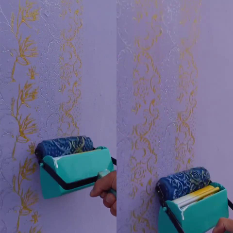 Herramientas de pintura para decoración de pared de flores, juego de pinceles de rodillo de goma de 5 pulgadas con patrón 3D, papel tapiz, máquina de pintura para decoración de habitación ► Foto 1/6