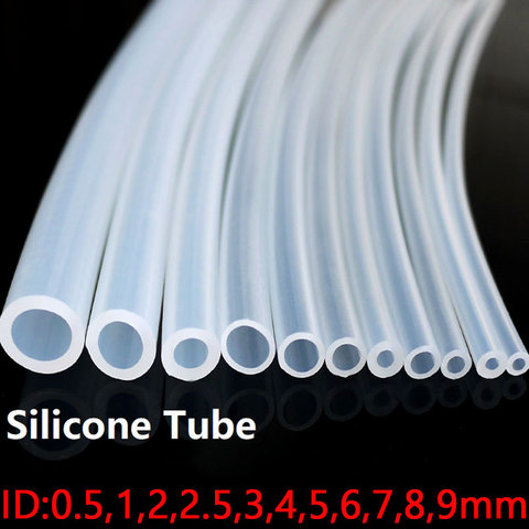 Manguera de goma de silicona transparente de grado alimenticio, tubo Flexible de silicona no tóxica, ID 0,51, 2, 3, 4, 5, 6, 7, 8, 9, 10mm, 1 metro ► Foto 1/6