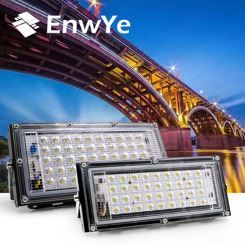 EnwYe 40W 50W potencia perfecta LED Flood luz LED farola 220V 240V impermeable paisaje iluminación led proyector ► Foto 1/4