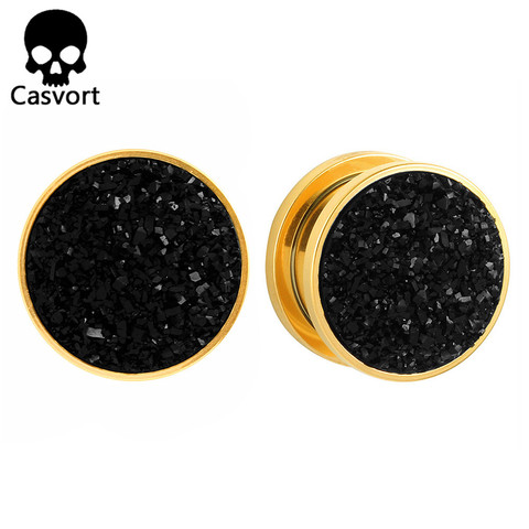 Casvort 2 uds nueva llegada de moda de piedra de Resina de oro enchufe de oído túnel joyas de cuerpo piercing medidores de oreja expansor par venta ► Foto 1/6