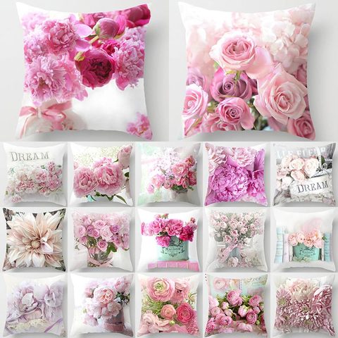 Funda de cojín para amantes, 45x45cm, rosa, flor, decoración del hogar, almohada para el sofá, cama, coche, funda de almohada, fiesta, boda, decoración 40827 ► Foto 1/6