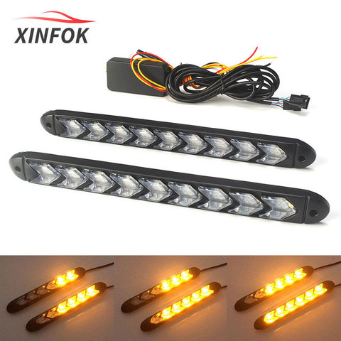 2 piezas blanco amarillo Switchback Flexible que fluye LED DRL luz diurna luz impermeable funciona señal de giro luz LED luz de la cabeza ► Foto 1/6