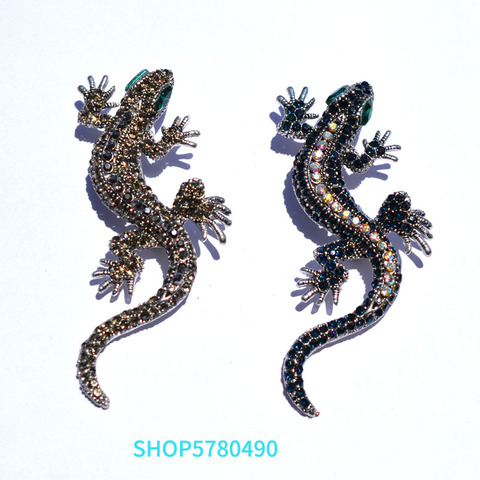 Rhistone-broche de lagarto Individual para mujer, broche de Metal, joyería para el pecho, prendas de vestir, Color rodio ► Foto 1/6