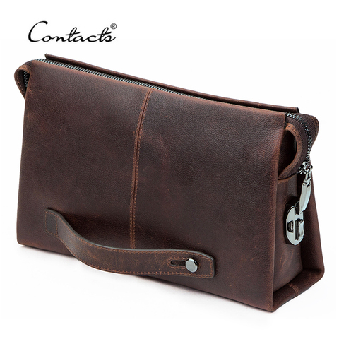 CONTACT'S-Bolso de mano de gran capacidad para hombre, billetera de cuero genuino, con código de bolsillo, diseño de bloqueo, bolso largo de negocios ► Foto 1/6