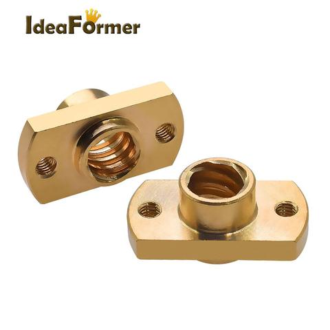 Uds 3D piezas de la impresora T8 plomo tornillo tuerca Paso 2mm 8mm latón T8x8mm brida plomo tornillo tuerca para CNC ► Foto 1/6