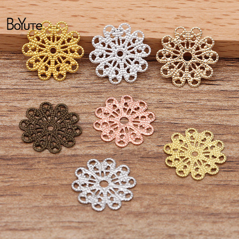 BoYuTe (100 unidades/lote), 17MM, flor, Metal, latón, filigrana, materiales Diy, hecho a mano, accesorios de joyería ► Foto 1/5