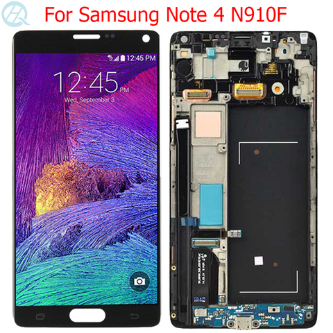 Original N910F LCD para Samsung Galaxy Nota 4 con marco Super AMOLED 5,7 