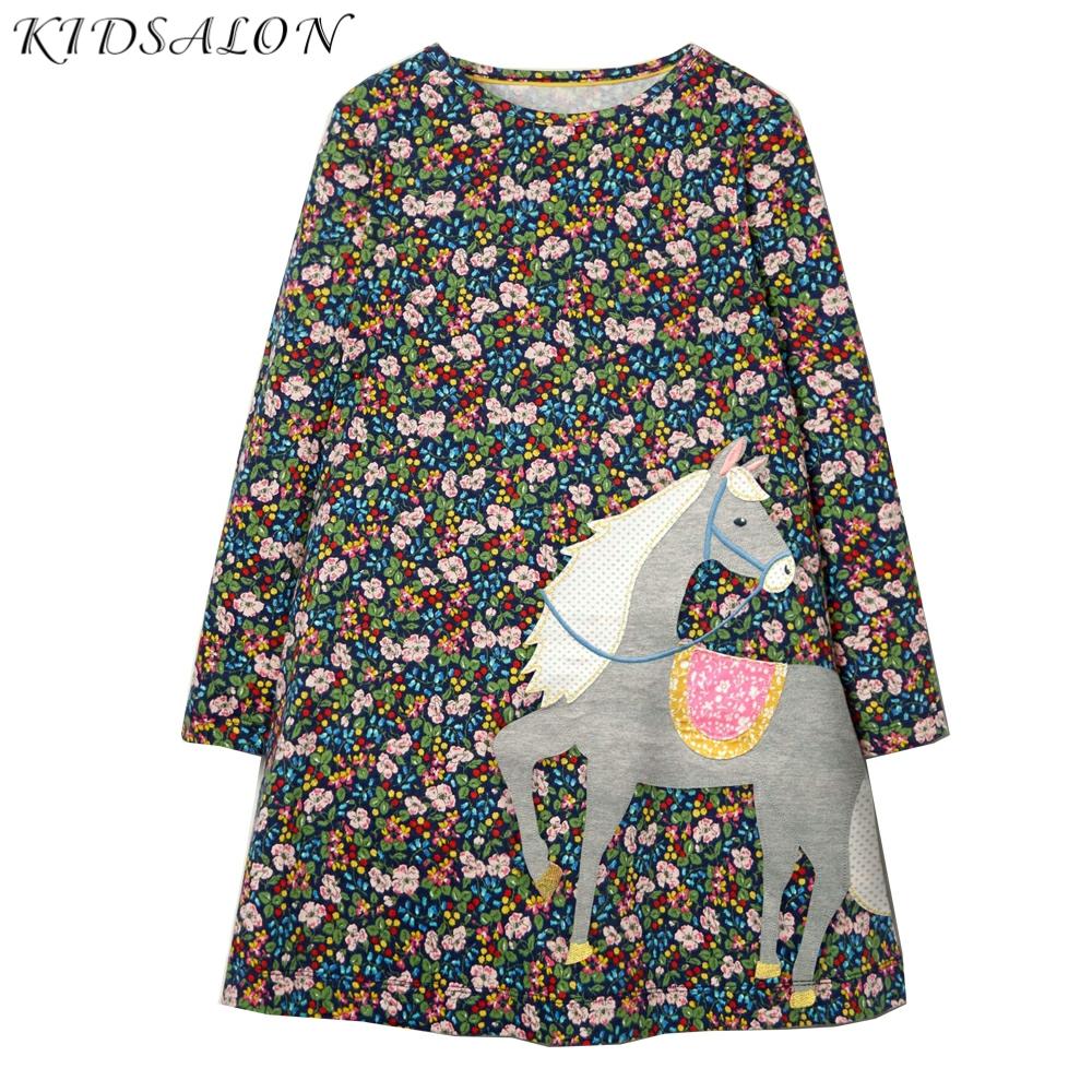 Vestido de unicornio para niñas pequeñas, traje de princesa con apliques de animales, manga larga, Floral ► Foto 1/6