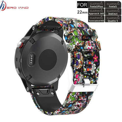 Correa de muñeca de 22mm para Garmin Fenix 5 6 Pro forerunner 935 945 GPS, reloj inteligente deportivo impreso, correa de silicona de liberación rápida ► Foto 1/6