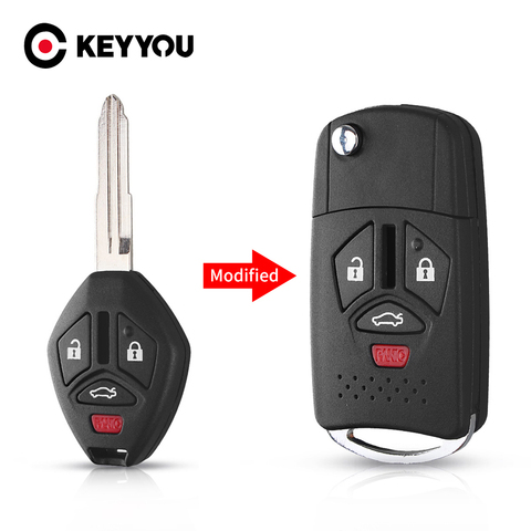 KEYYOU-funda para mando a distancia del coche, carcasa de repuesto modificada con 3/4 botones para Mitsubishi Outlander Galant Eclipse Lancer ► Foto 1/6