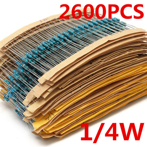 2600 Uds 130 valores 1/4W 0,25 W 1% resistencias de película de Metal surtido paquete Kit conjunto lote resistencias surtido Kits Condensadores fijos ► Foto 1/6