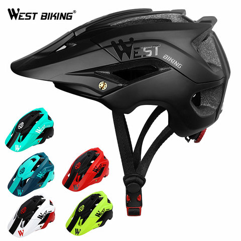 WEST BIKING-casco de ciclismo para hombre y mujer, ligero, transpirable, moldeado integralmente, equipo deportivo para bicicleta de montaña ► Foto 1/6