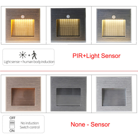 Sensor de luz por movimiento PIR de pared Retro, luz de escalera Led infrarroja, lámpara de detección de movimiento humano, lámpara empotrada, caja de montaje de pie ► Foto 1/6