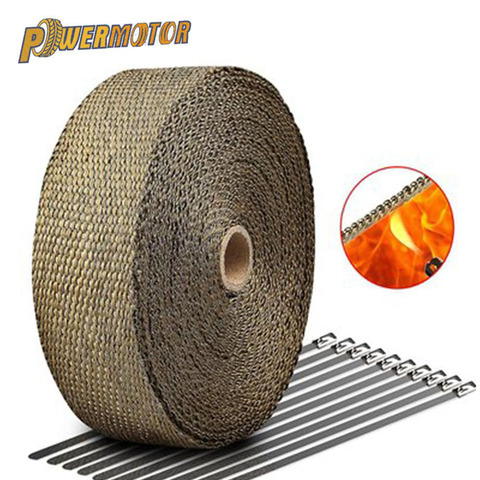 Protector contra calor de tubo de escape para motocicleta, cinta Termocontraíble de fibra de vidrio con bridas inoxidables para Motocross ATV, 2,5 cm x 5M ► Foto 1/6