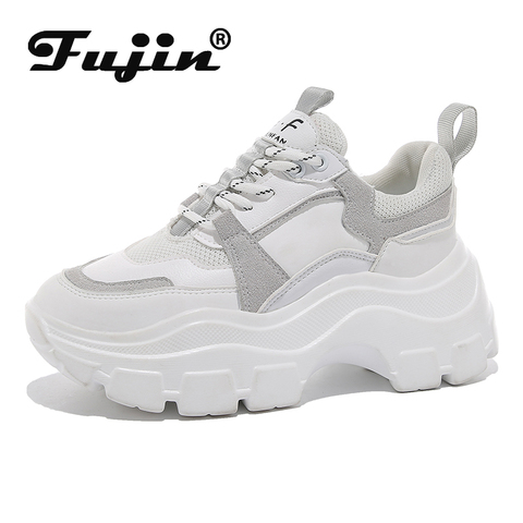 Fujin 2022 zapatillas gruesas de primavera para mujer, zapatos gruesos para papá, zapatos gruesos de punta redonda, zapatos de ocio para mujer ► Foto 1/6