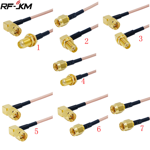 Conector macho de Cable SMA a SMA macho, Cable de conector recto RG316 RF, macho a hembra, ángulo recto, Coaxial RF ► Foto 1/6