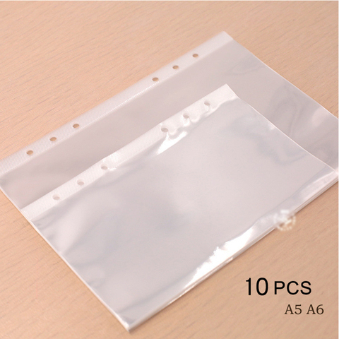 Archivador transparente A5 A6 de 6 agujeros para Notebook, bolsa de hojas sueltas, carpeta de encuadernación de almacenamiento de PVC, 10 Uds. ► Foto 1/6