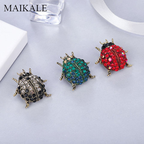 MAIKALE cristal mariquita insectos Broche broches insectos para mujeres niños ropa chal camisa bolso accesorios encanto Broche regalos ► Foto 1/6