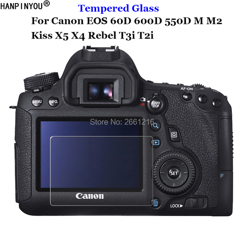 Protector de pantalla LCD para cámara Canon, película protectora de vidrio templado 9H 2.5D para Canon EOS 60D 600D 550D M M2 Kiss X5 X4 Rebel T3i T2i ► Foto 1/6