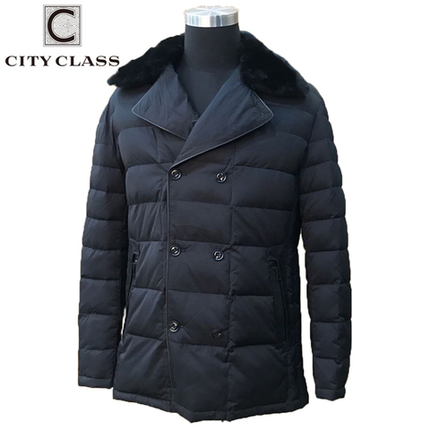 CITY CLASS-Parkas largas para hombre, abrigo removible con cuello de pelo Rex, chaqueta de invierno, prendas de vestir cálidas, gran oferta, 6100 ► Foto 1/6