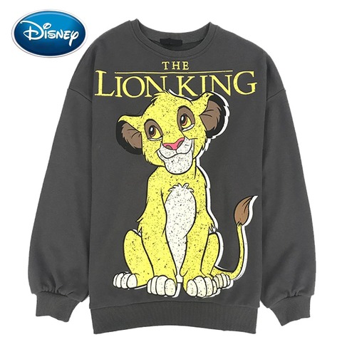 Sudadera Disney El Rey León, el rey de la selva Simba estampado con letras y dibujo o-Cuello Harajuku de manga larga Casual de las mujeres Top ► Foto 1/6