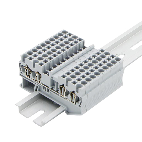 Bloque de terminales de Riel Din, 10 Uds., conectores de cable de ST-2.5-QUATTRO, tipo de tracción de retorno, 4 conductores, bloques de terminales de cableado de resorte ► Foto 1/6