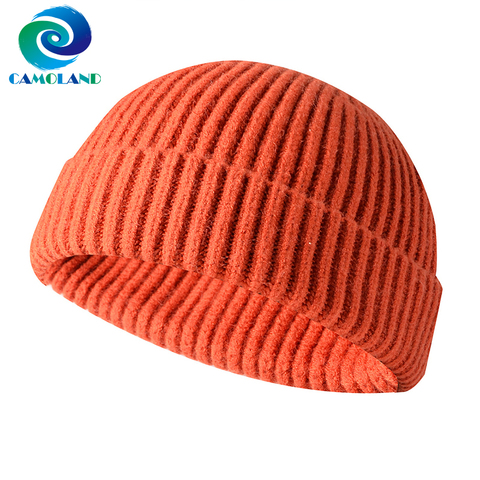 CAMOLAND-gorro de punto estilo Hip Hop para hombre y mujer, gorrito de punto de Color caramelo, estilo Retro, corto y holgado, gorro de otoño ► Foto 1/6