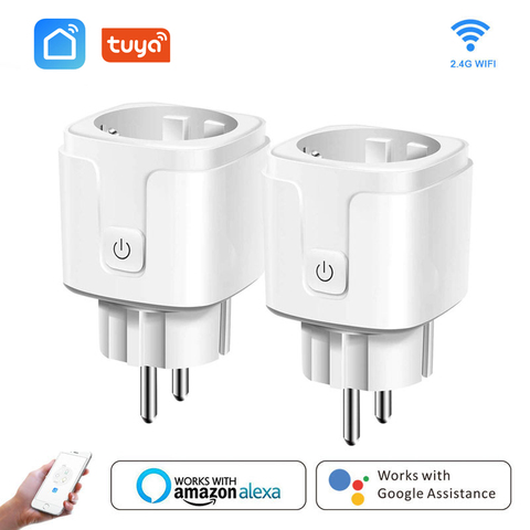 WiFi inteligente adaptador de enchufe 16A remoto Control de voz Monitor de potencia enchufe función de temporización de trabajo con Alexa Google casa Tuya. ► Foto 1/6