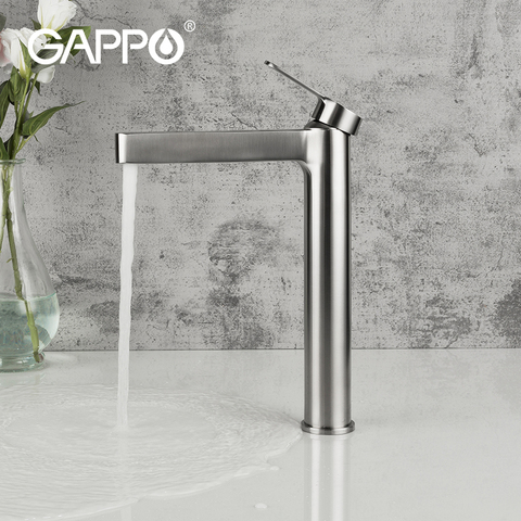 GAPPO-grifo alto para lavabo de baño, grifería de cascada cromada, monocomando ► Foto 1/6