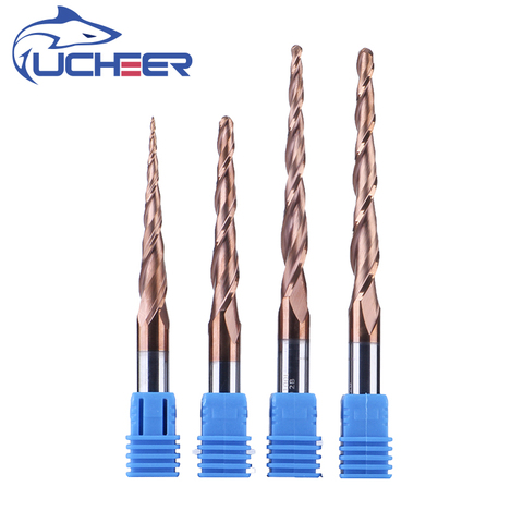 UCHEER-Fresa de extremo de bola cónica con revestimiento de carburo sólido, broca de grabado para carpintería, cnc, 6mm, 1 Juego ► Foto 1/6