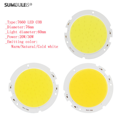 Sumbulbs-Chip de luz LED COB para lámpara de 20W, 30W, CC, 30V-33V, Calor Natural, blanco frío, para iluminación de bricolaje, 7660 ► Foto 1/6