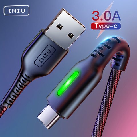 INIU 3A LED USB tipo C Cable de carga rápida teléfono móvil USB C cargador Android tipo-c Cable de datos carga para Xiaomi Samsung S10 S9 ► Foto 1/6