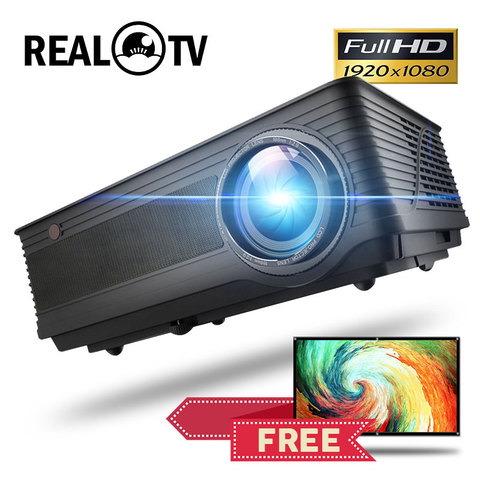 REAL TV-proyector de cine serie M5, Full HD, 1080P, 4K, 6500 lúmenes, Android, WiFi, Bluetooth, HDMI, VGA, AV, USB, con regalo ► Foto 1/6