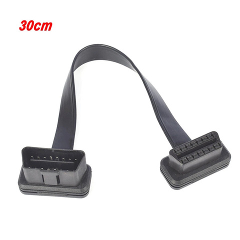 30 cm como Cable de fideos Cable OBD2 Cable de extensión OBD2 16Pin hombre a 16Pin mujer OBD II conector para OBD2 de diagnóstico herramienta de ELM327 Cable ► Foto 1/6