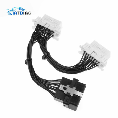 Estable Y alta velocidad de transmisión 16 pin OBD2 OBDii OBD 2 Cable extensor divisor un hombre a dos mujeres Y Cable para ELM327 ► Foto 1/6