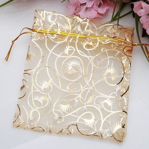 100 unids/pack 12x9cm de oro bolsa de Organza para joyas regalo de recuerdo de boda bolsa de joyería nueva llegada ► Foto 1/6