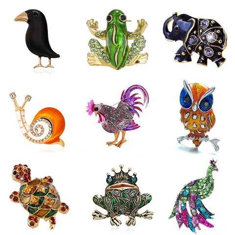 Rinhoo-broche de animales de moda para mujer, grande, gallo, diamantes de imitación, Rana, Tortuga, caracoles, joyería, gran oferta ► Foto 1/6