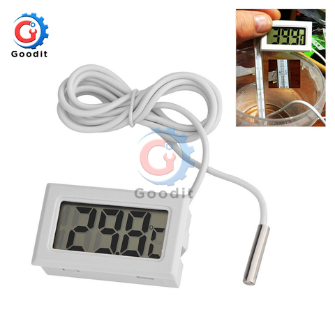 Mini termómetro Digital LCD para nevera, medidor de temperatura para interiores y exteriores, 1M -50 ~ 110 ℃, color blanco ► Foto 1/6