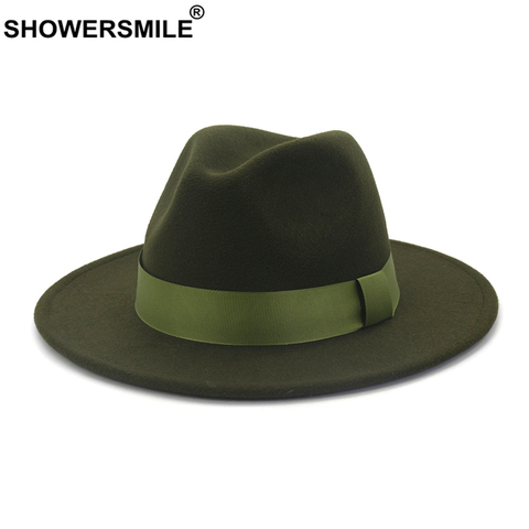 SHOWERSMILE-sombreros Fedora de Jazz para hombre y mujer, Sombrero Formal de estilo británico, Sombrero Panamá ► Foto 1/6