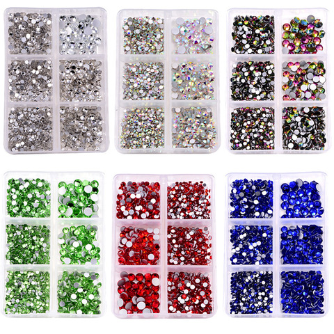 1200 Uds mezclar tamaños no caliente arreglar diamantes de imitación conjunto Flatback de uñas de cristal de arte Strass de vidrio para DIY decoración B1378 ► Foto 1/6