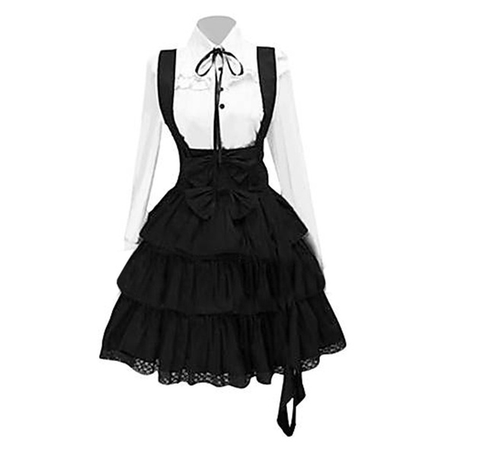 Vestido clásico Lolita para mujer, ropa inspirada Vintage, Cosplay, Chica de Anime, negro, de manga larga hasta la rodilla, 2022 ► Foto 1/3