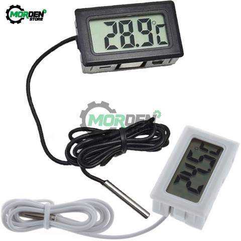 Negro/Blanco 1/3/5m LCD termómetro Digital para el congelador del coche, Detector de temperatura del acuario, probador de Sensor Prober ► Foto 1/6