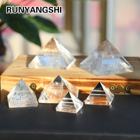 Rundangshi-Pirámide de cuarzo de cristal transparente Natural, curación de Reiki, pirámide de cristal blanco Natural, pulido de piedra crudo BB03 ► Foto 1/6